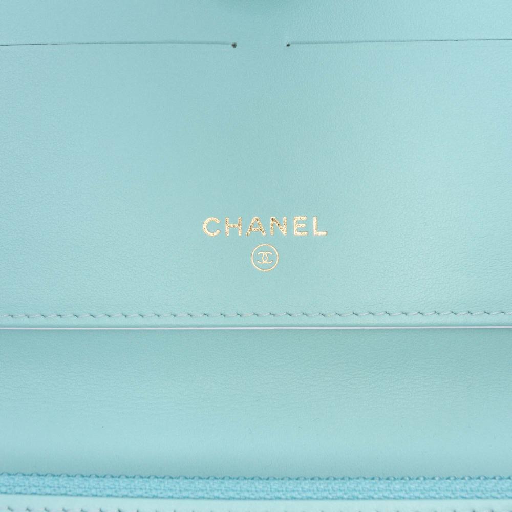 Chanel AB Chanel Blue Turquoise Caviar Leather Leather CC Quilted Caviar Bifold Long Wallet Italy