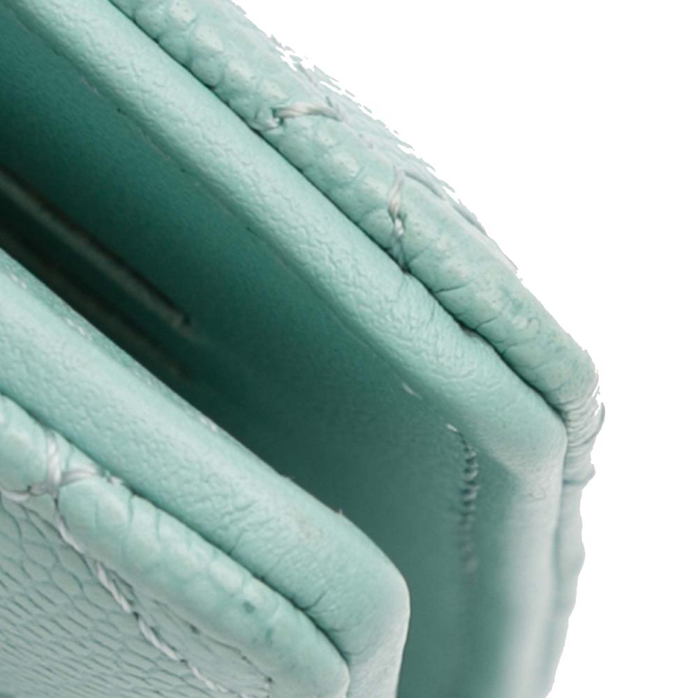 Chanel AB Chanel Blue Turquoise Caviar Leather Leather CC Quilted Caviar Bifold Long Wallet Italy