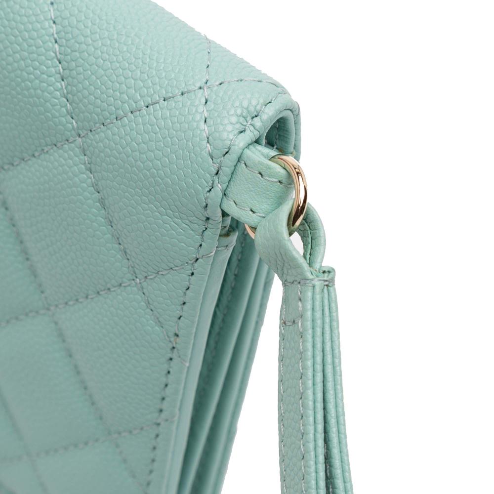 Chanel AB Chanel Blue Turquoise Caviar Leather Leather CC Quilted Caviar Bifold Long Wallet Italy