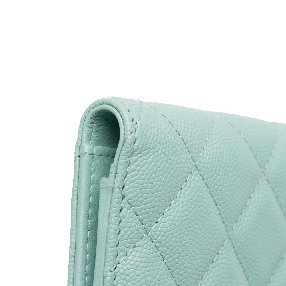 Chanel AB Chanel Blue Turquoise Caviar Leather Leather CC Quilted Caviar Bifold Long Wallet Italy