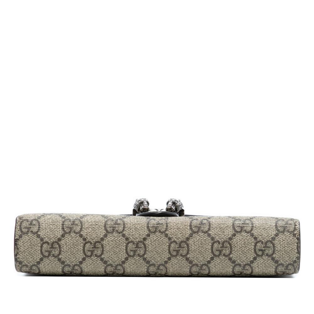 Gucci AB Gucci Brown Beige Coated Canvas Fabric GG Supreme Dionysus Chain Wallet Italy