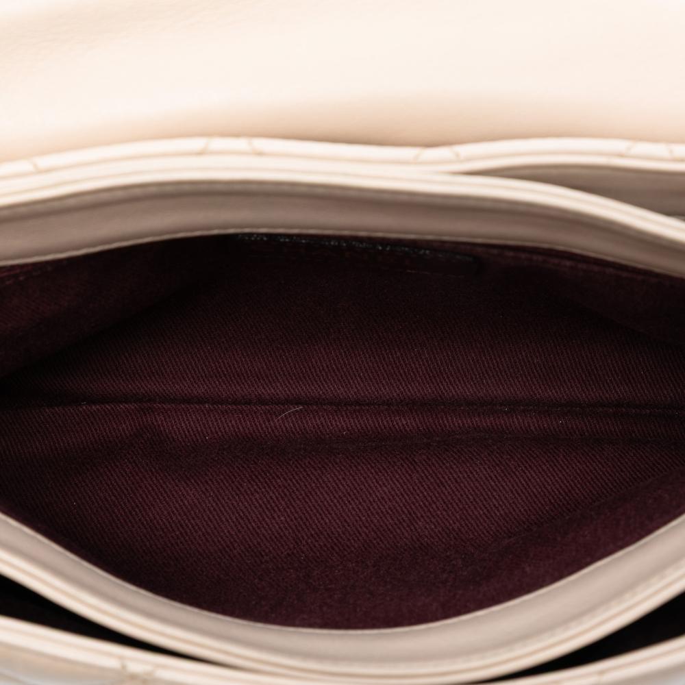 Chanel B Chanel White Ivory Calf Leather Medium Quilted skin Soft Elegance Flap Italy