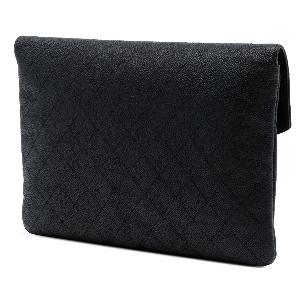 Chanel AB Chanel Black Caviar Leather Leather Paris Cuba Quilted Caviar Thread Around Envelope Clutch Italy