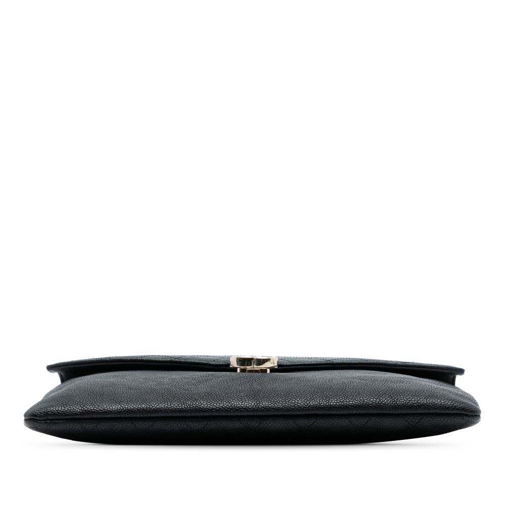 Chanel AB Chanel Black Caviar Leather Leather Paris Cuba Quilted Caviar Thread Around Envelope Clutch Italy