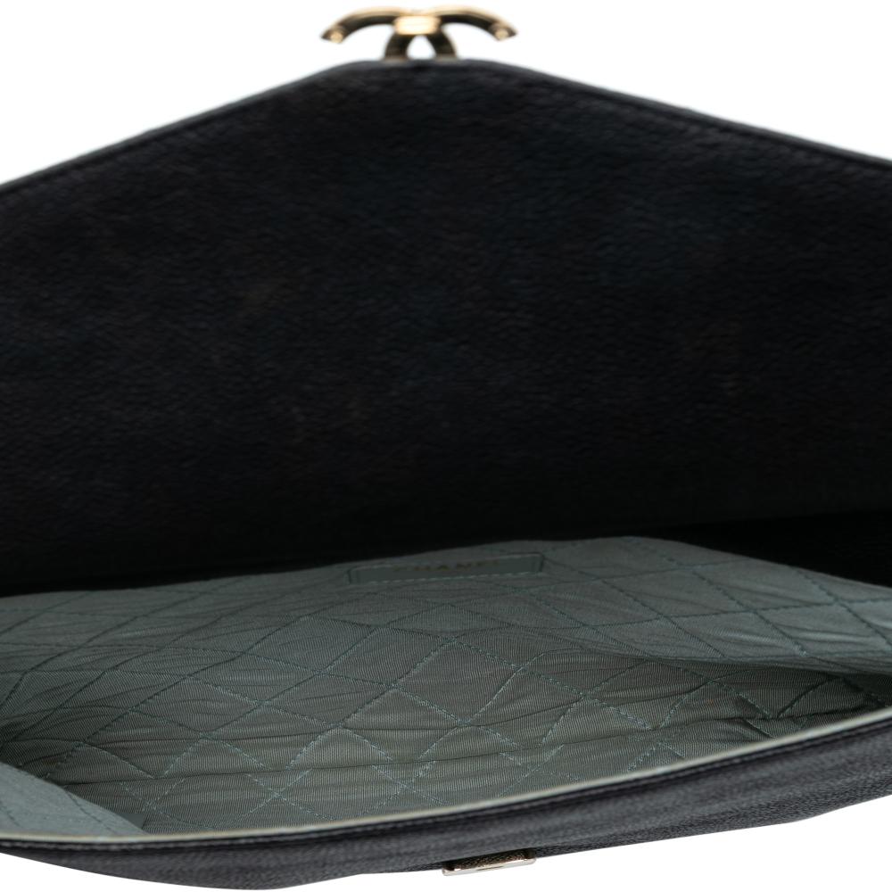 Chanel AB Chanel Black Caviar Leather Leather Paris Cuba Quilted Caviar Thread Around Envelope Clutch Italy