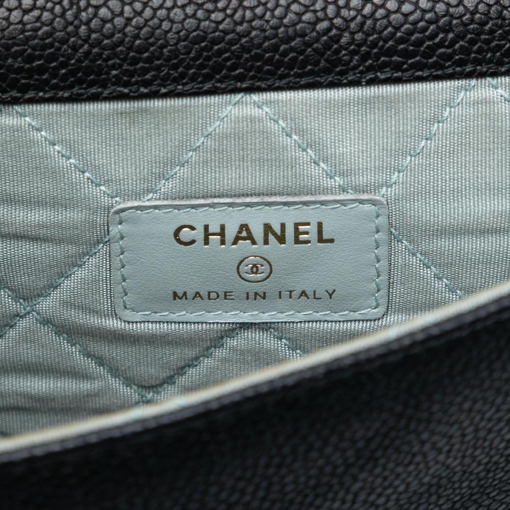 Chanel AB Chanel Black Caviar Leather Leather Paris Cuba Quilted Caviar Thread Around Envelope Clutch Italy