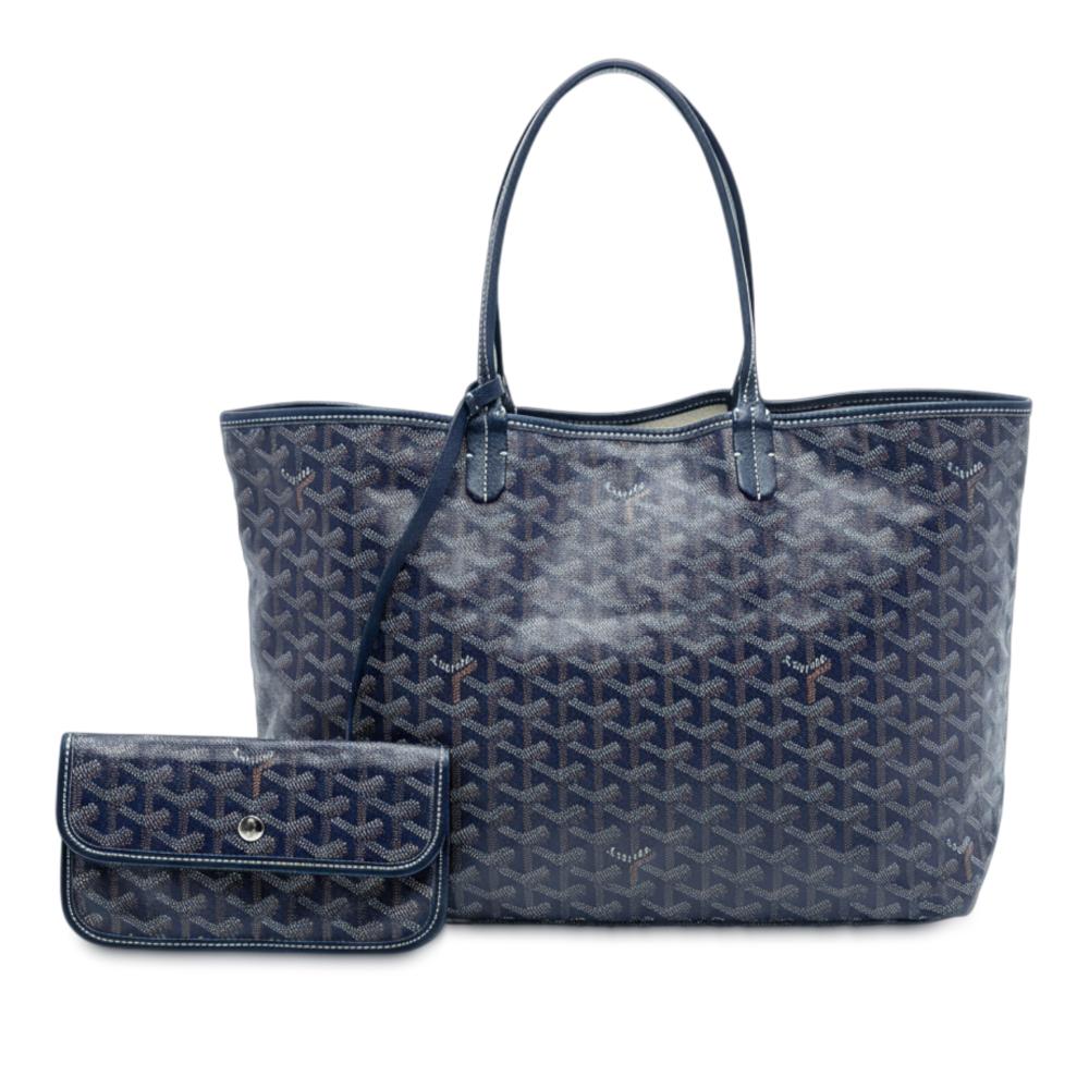 Goyard B Goyard Blue Dark Blue Coated Canvas Fabric Goyardine Saint Louis PM France