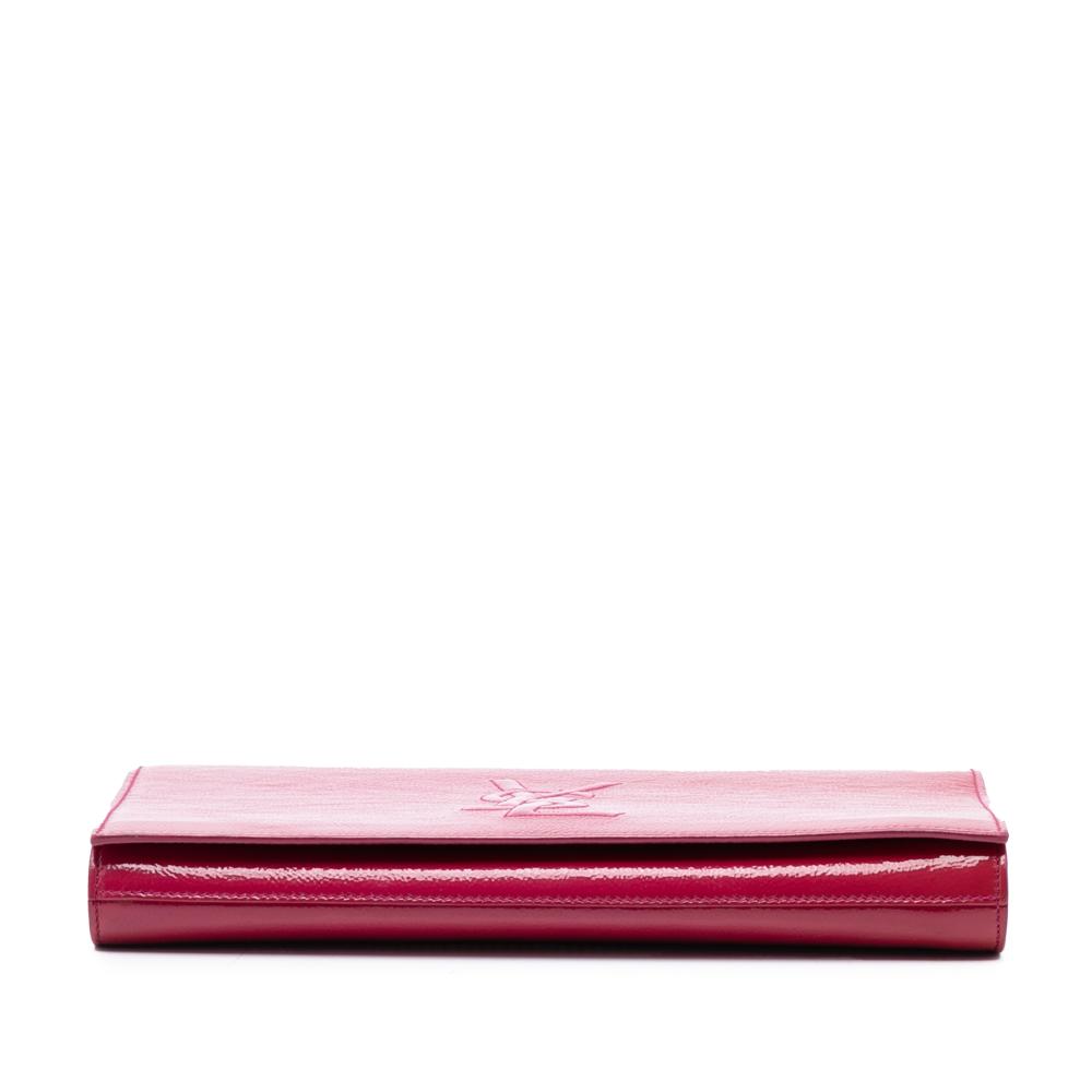 Saint Laurent Pink Dark Pink Patent Leather Leather Large Textured Patent Belle De Jour Clutch Italy