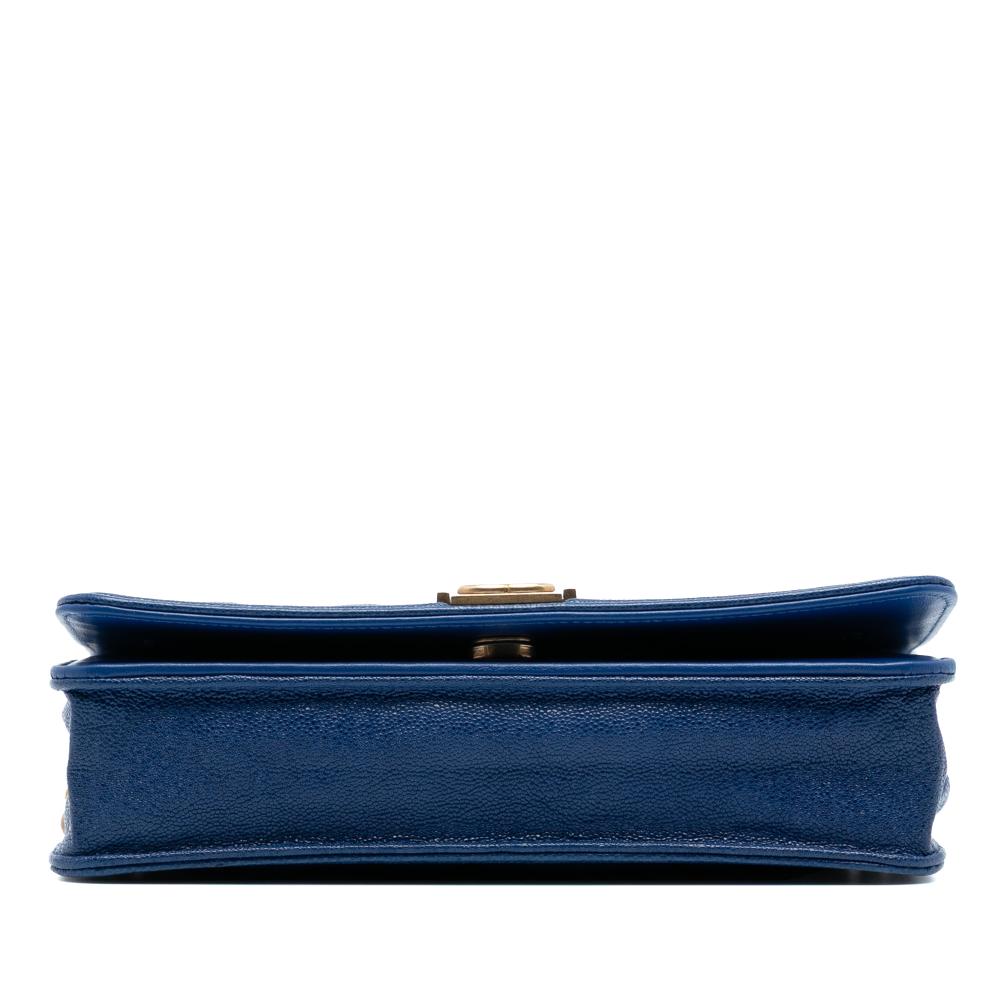 Chanel AB Chanel Blue Caviar Leather Leather Quilted Caviar Boy Wallet on Chain France