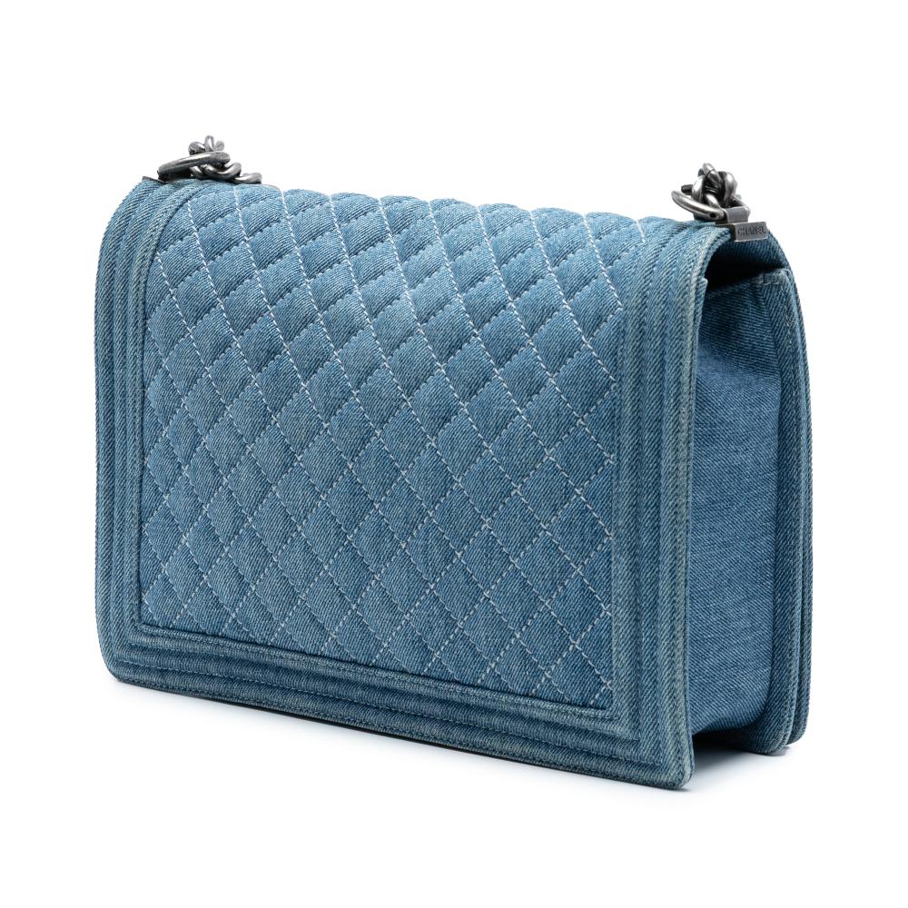Chanel B Chanel Blue Denim Denim Fabric Large Quilted Boy Flap Italy