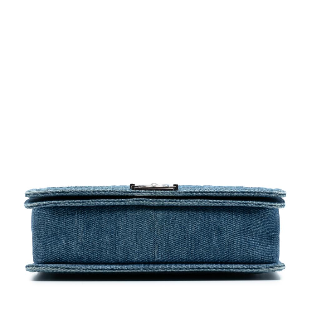 Chanel B Chanel Blue Denim Denim Fabric Large Quilted Boy Flap Italy