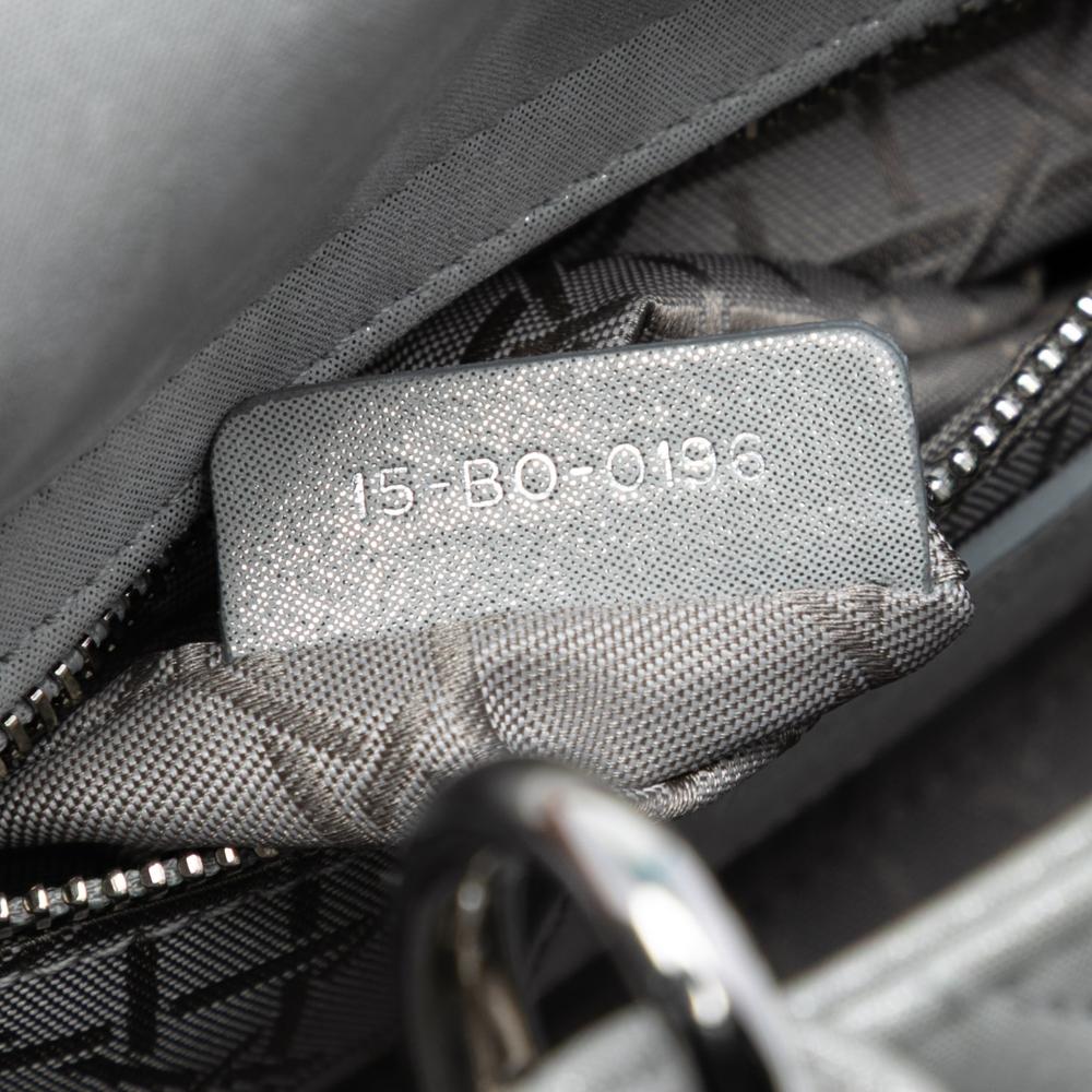 Christian Dior B Dior Silver Lambskin Leather Leather Mini Iridescent Lambskin Cannage Lady Dior Italy