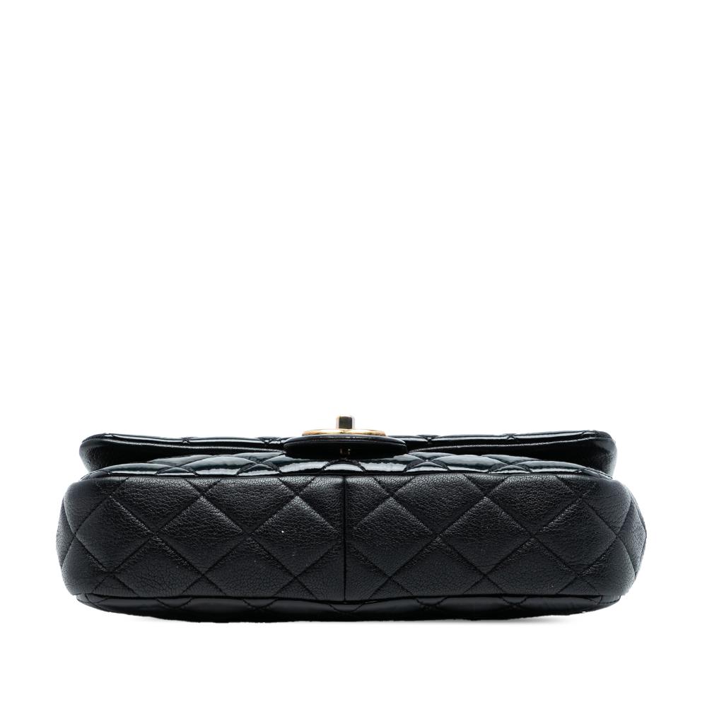 Chanel B Chanel Black Patent Leather Leather Paris Salzburg Medium Patent Goatskin CC Eyelet Flap Italy