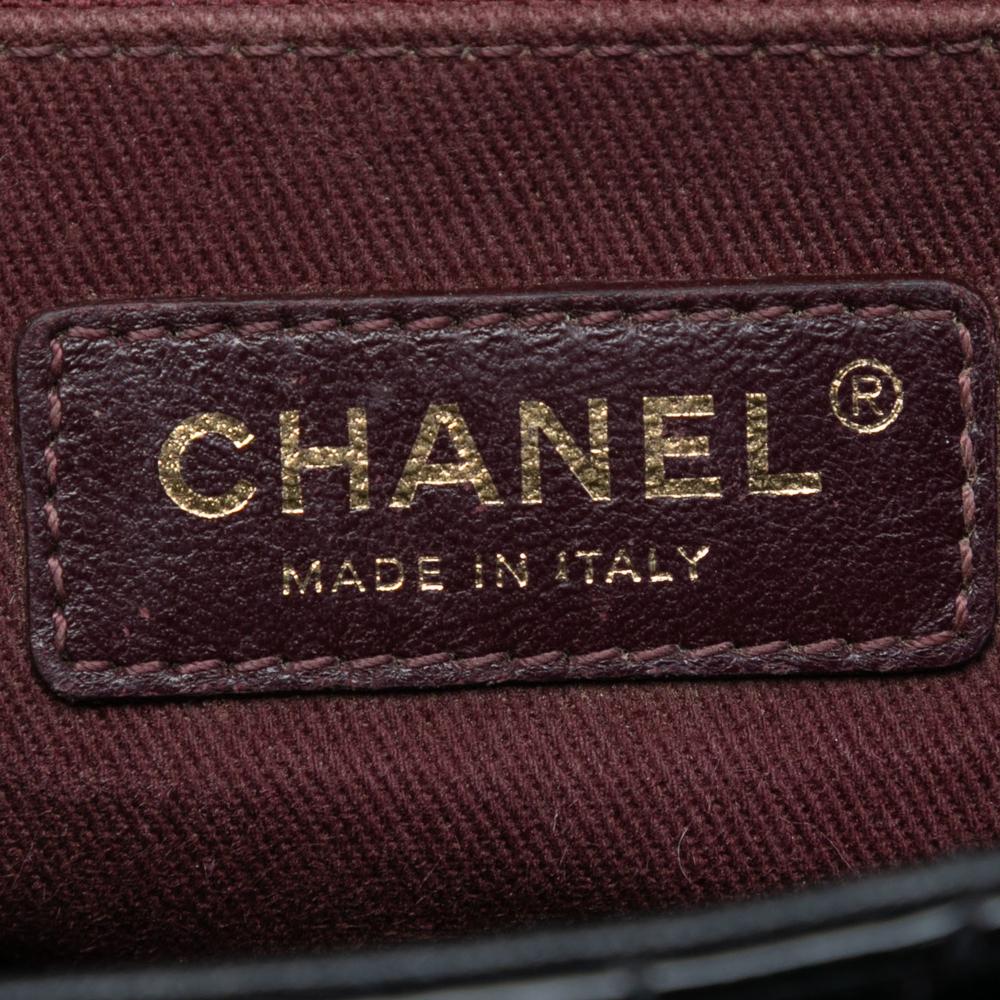 Chanel B Chanel Black Patent Leather Leather Paris Salzburg Medium Patent Goatskin CC Eyelet Flap Italy