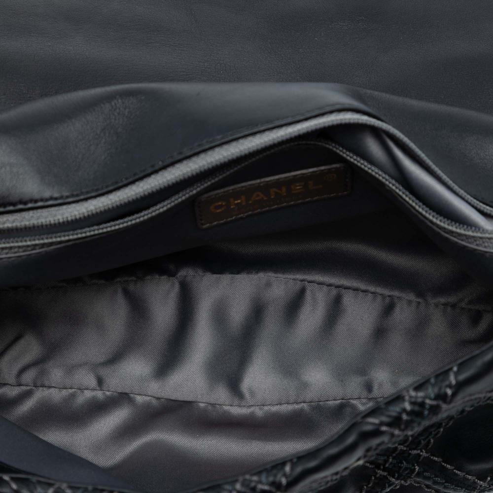 Chanel AB Chanel Gray Charcoal Calf Leather Paris Bombay Medium CC skin Triptych Flap Italy