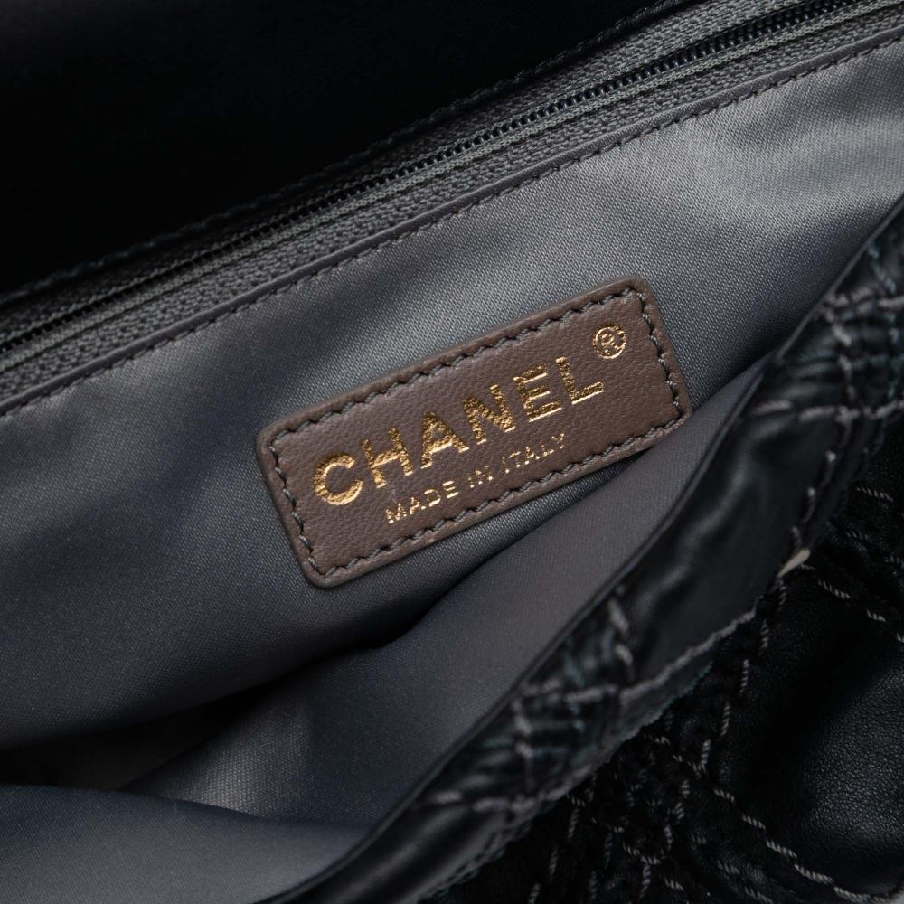 Chanel AB Chanel Gray Charcoal Calf Leather Paris Bombay Medium CC skin Triptych Flap Italy