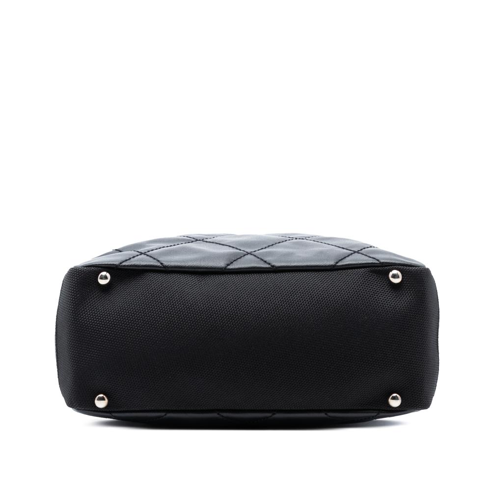 Chanel B Chanel Black Coated Canvas Fabric Small Quilted Paris Biarritz Tote Italy