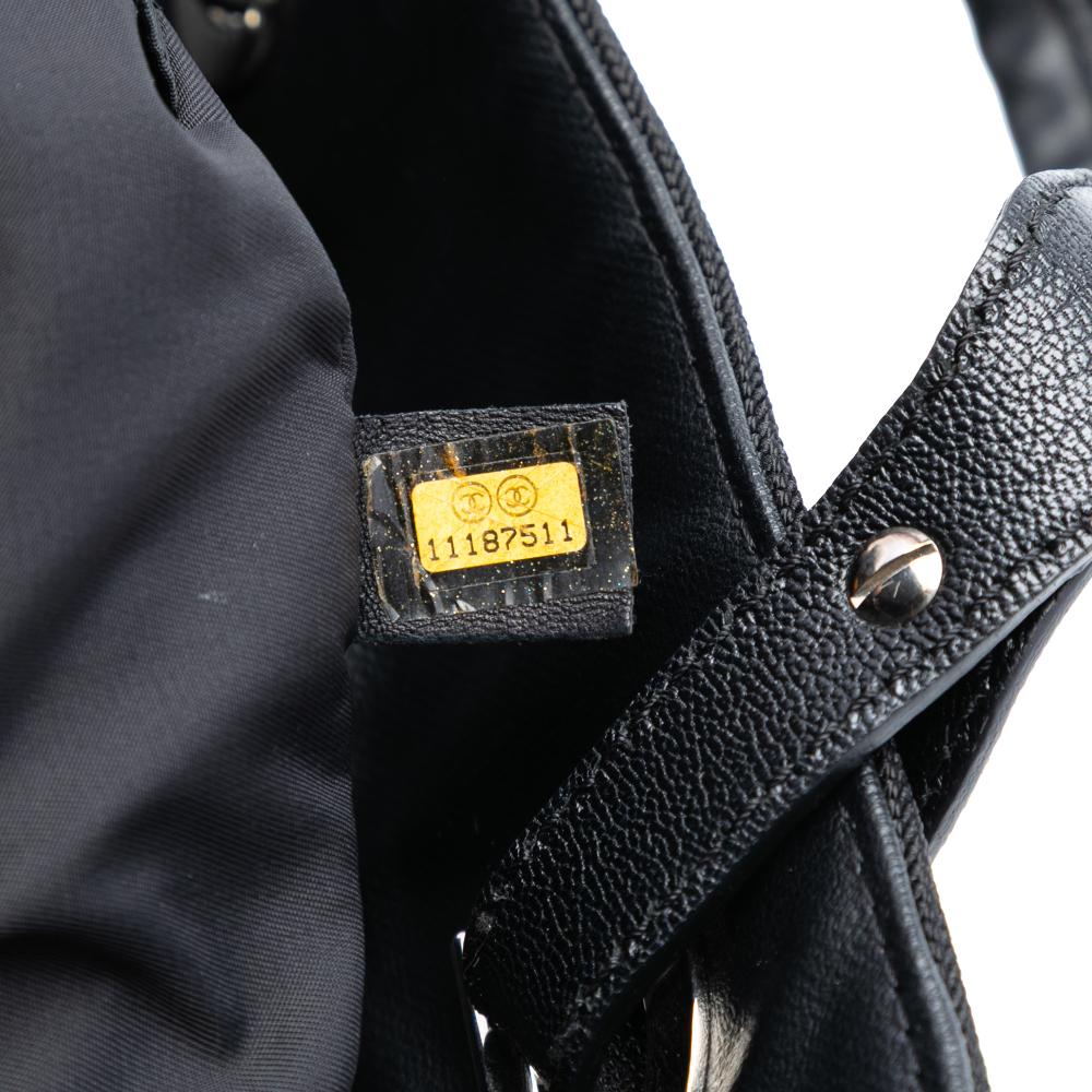 Chanel B Chanel Black Coated Canvas Fabric Small Quilted Paris Biarritz Tote Italy