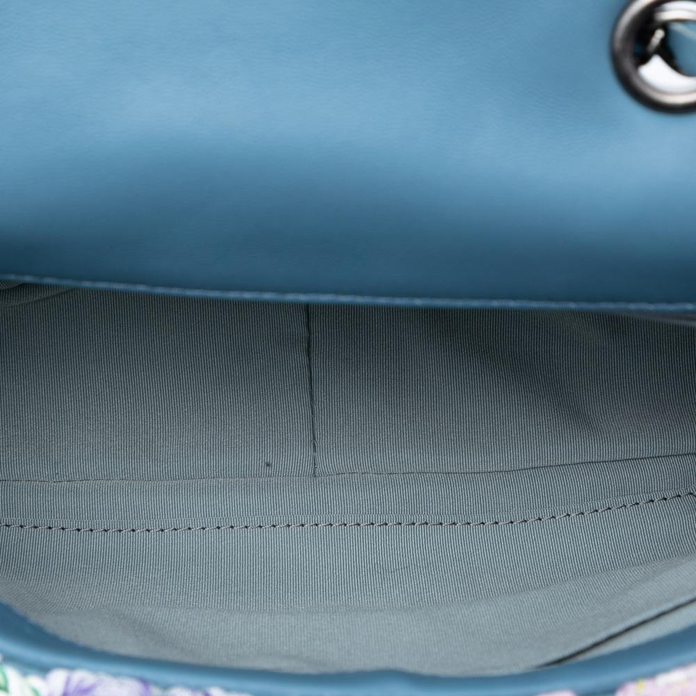 Chanel B Chanel Blue Light Blue Cotton Fabric Small Crochet Paris-Seoul Crochet Work Flap Italy