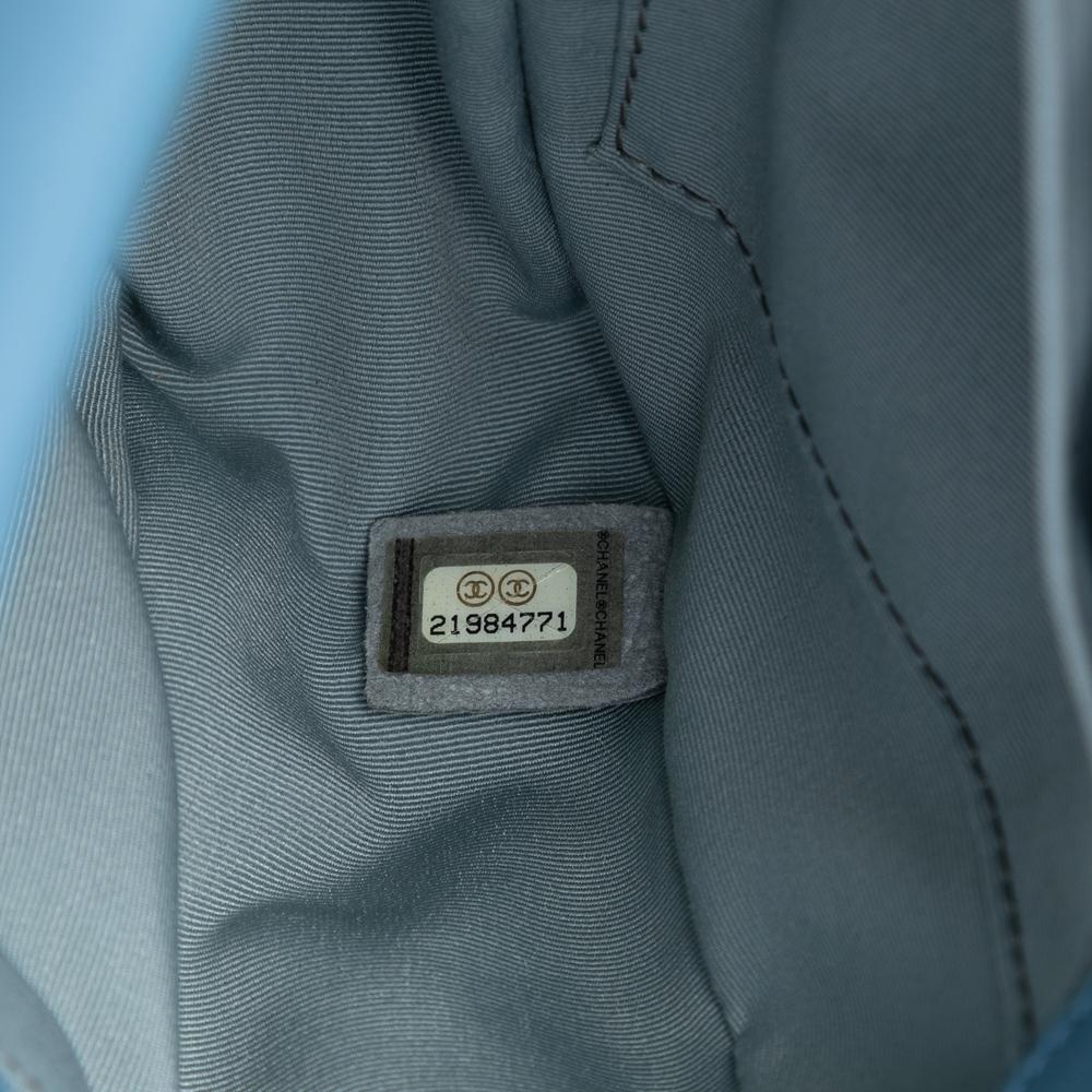 Chanel B Chanel Blue Light Blue Cotton Fabric Small Crochet Paris-Seoul Crochet Work Flap Italy