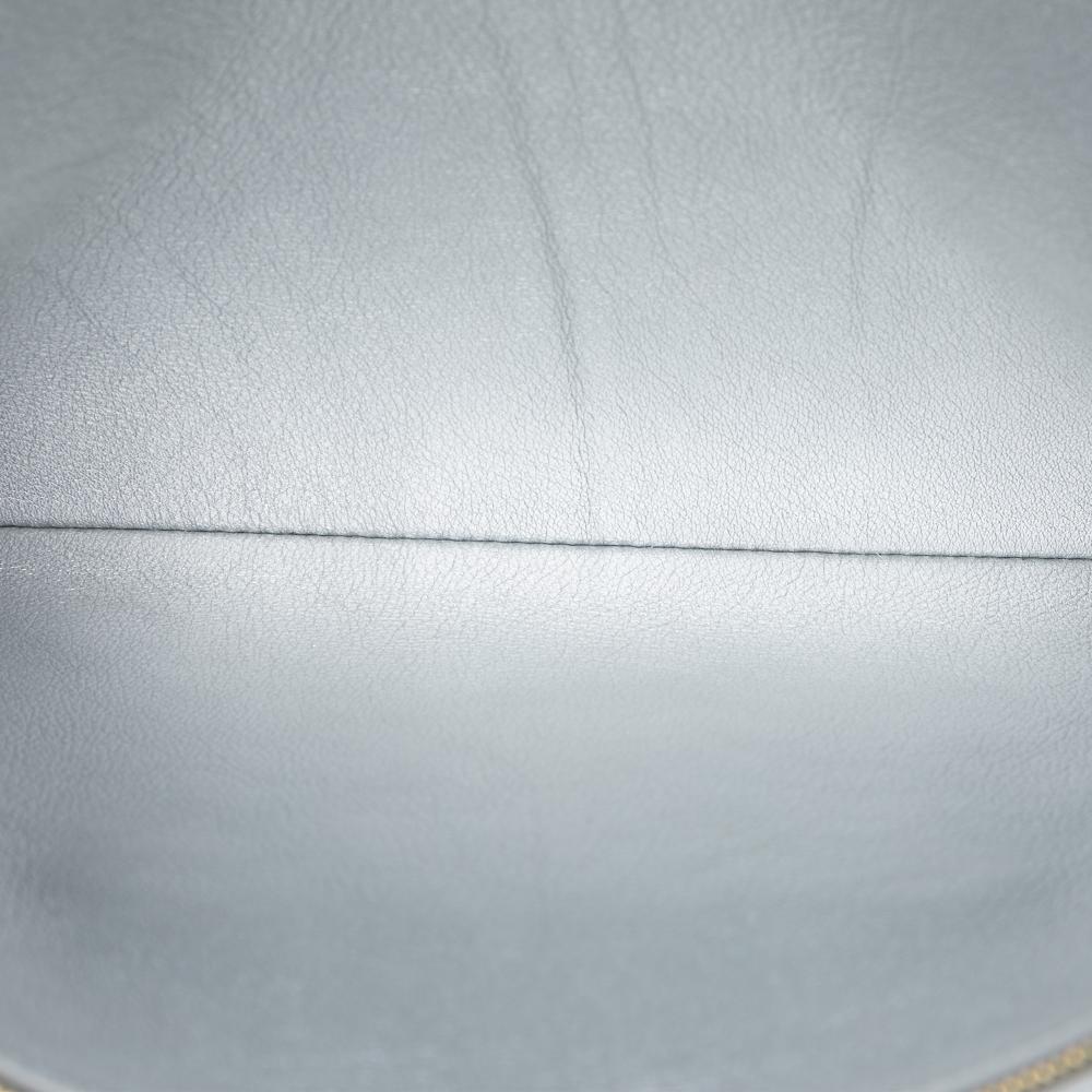 Celine AB Celine Silver Calf Leather Metallic skin Cuir Triomphe Zip Pouch Italy