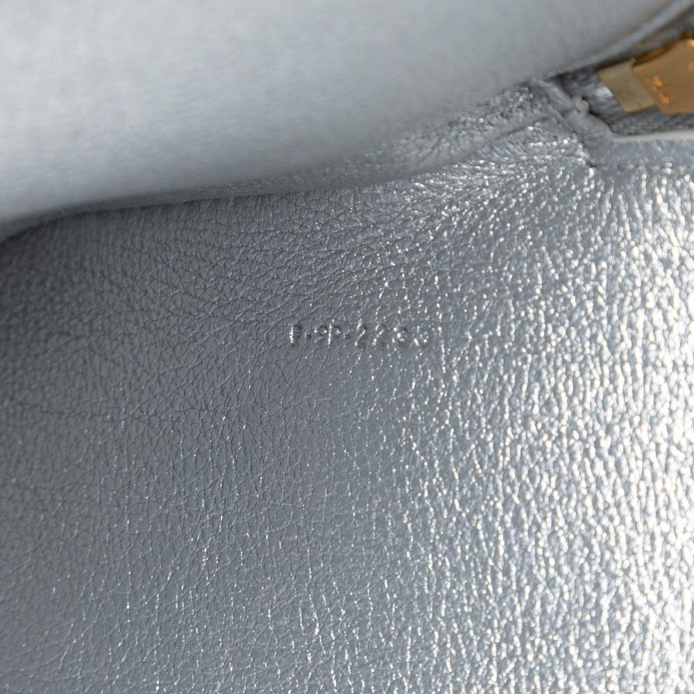 Celine AB Celine Silver Calf Leather Metallic skin Cuir Triomphe Zip Pouch Italy