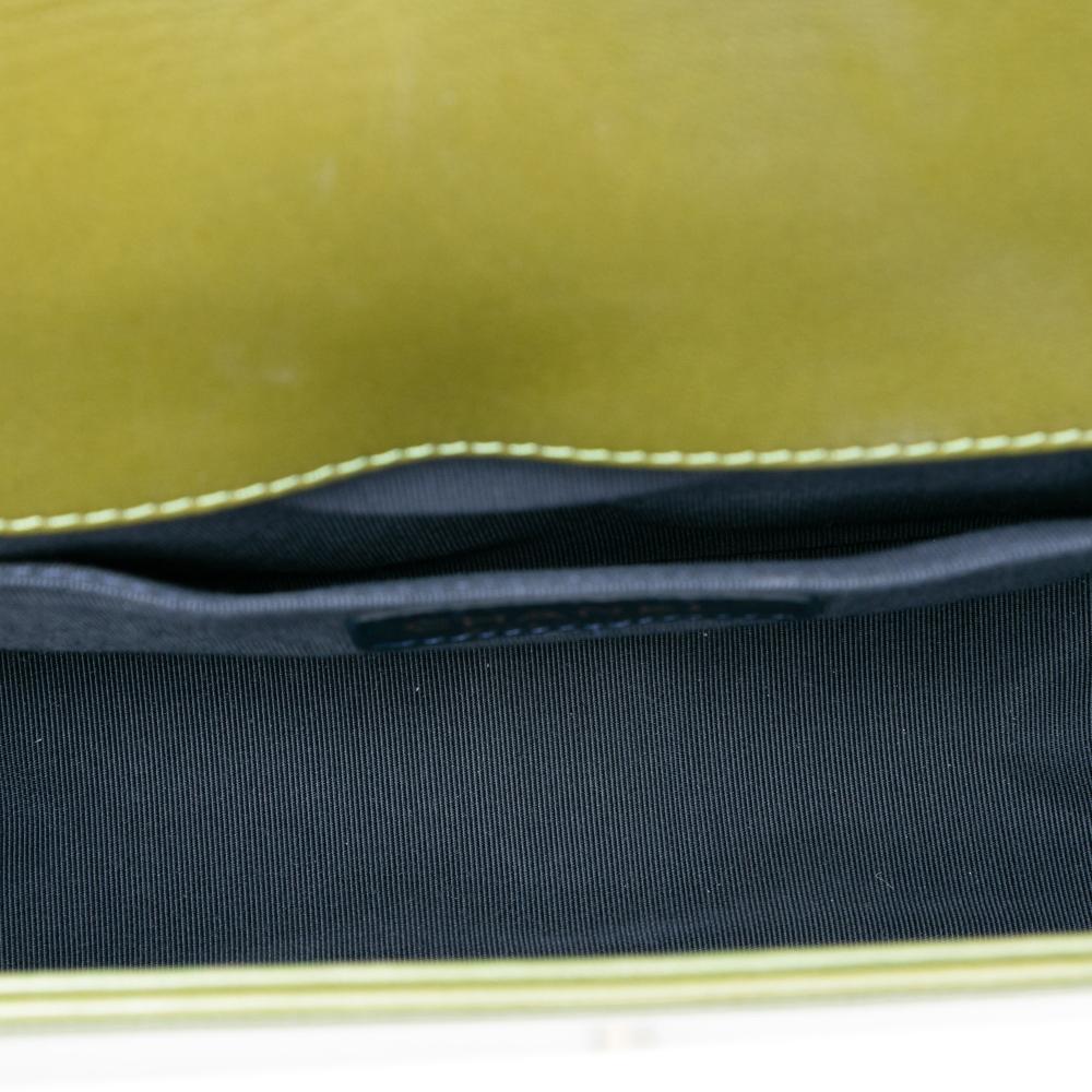 Chanel B Chanel Green Olive Green Tweed Fabric Old Medium and Velvet Boy Flap Italy