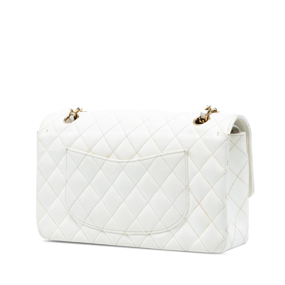Chanel B Chanel White Ivory Caviar Leather Leather Medium Classic Caviar Double Flap France