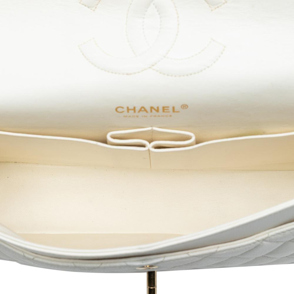 Chanel B Chanel White Ivory Caviar Leather Leather Medium Classic Caviar Double Flap France