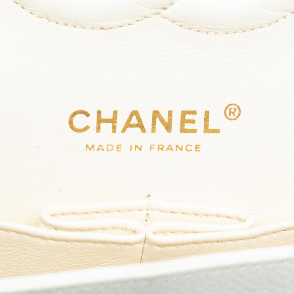 Chanel B Chanel White Ivory Caviar Leather Leather Medium Classic Caviar Double Flap France