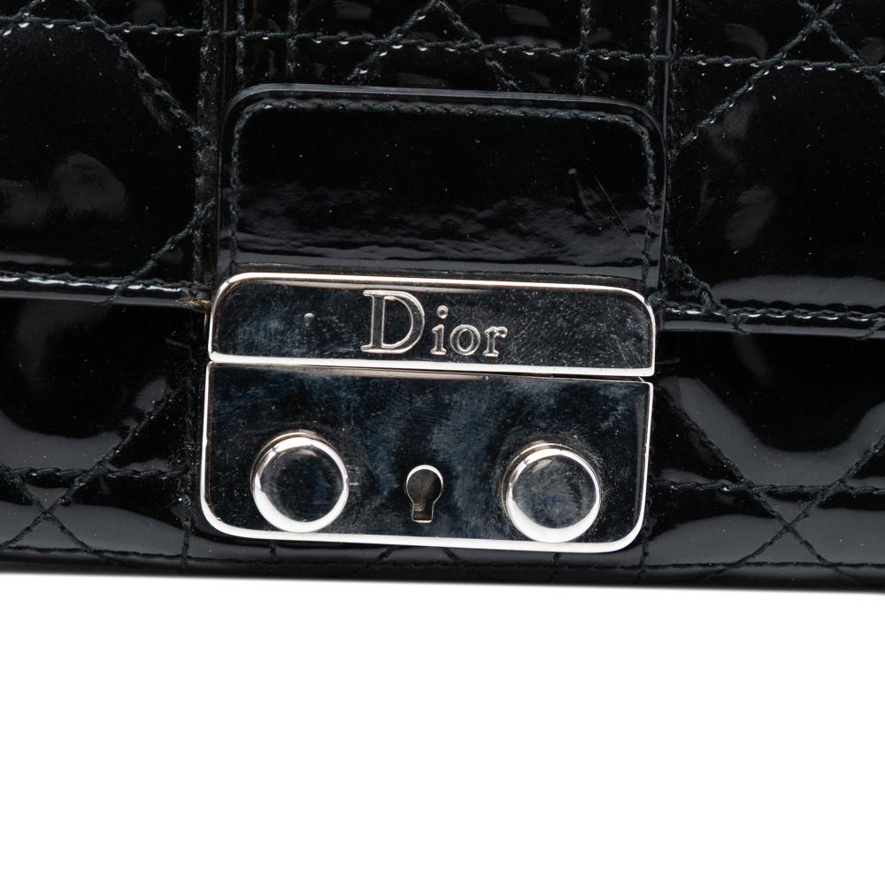 Christian Dior B Dior Black Patent Leather Leather Patent Cannage Miss Dior Promenade Crossbody Italy