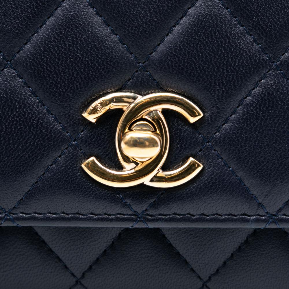 Chanel B Chanel Blue Navy Lambskin Leather Leather Lambskin Trendy CC Wallet On Chain Italy