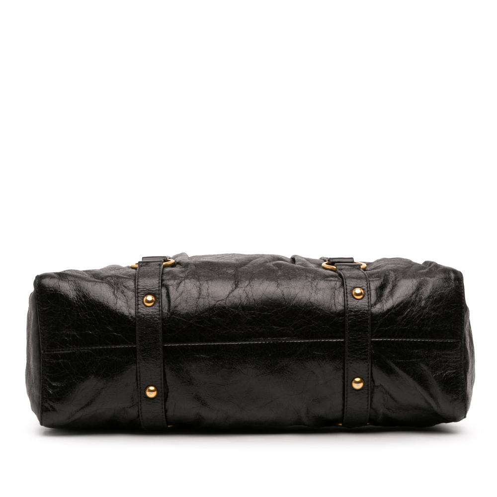 Miu Miu B Miu Miu Black Calf Leather Vitello Shine Satchel Italy