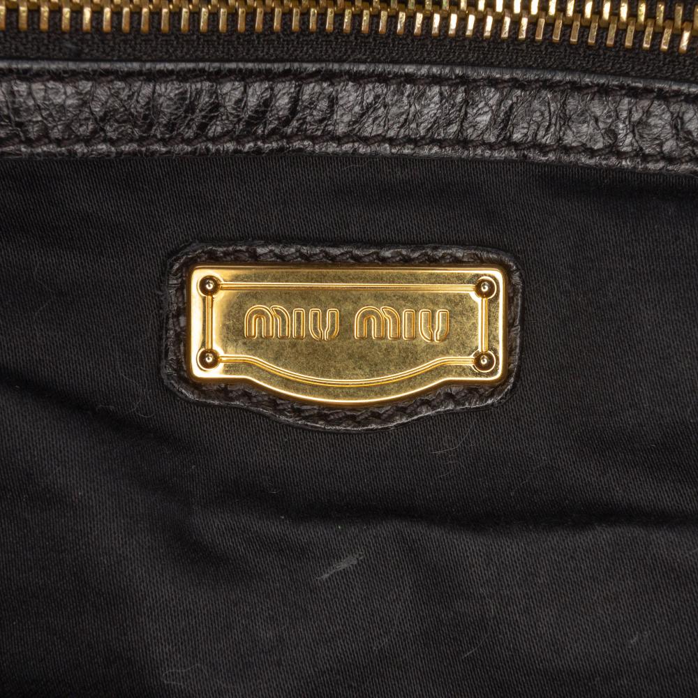 Miu Miu B Miu Miu Black Calf Leather Vitello Shine Satchel Italy