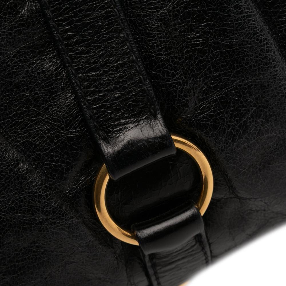 Miu Miu B Miu Miu Black Calf Leather Vitello Shine Satchel Italy