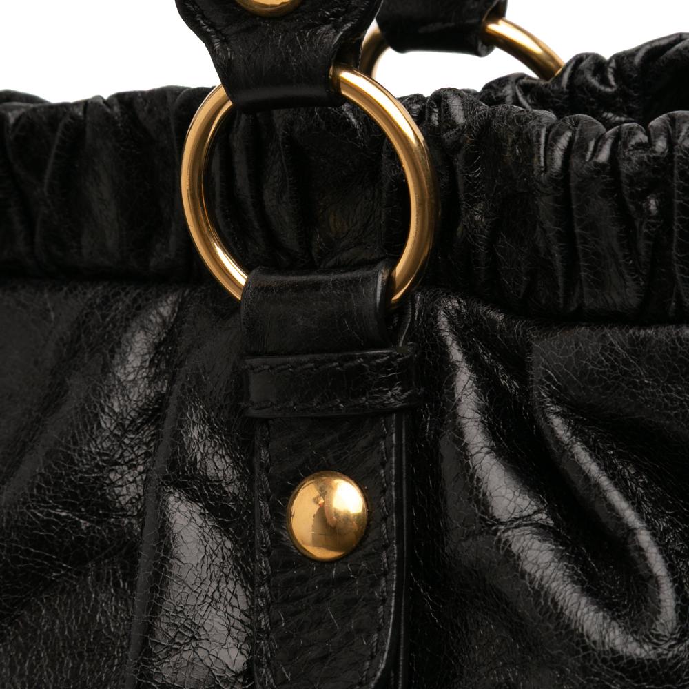 Miu Miu B Miu Miu Black Calf Leather Vitello Shine Satchel Italy