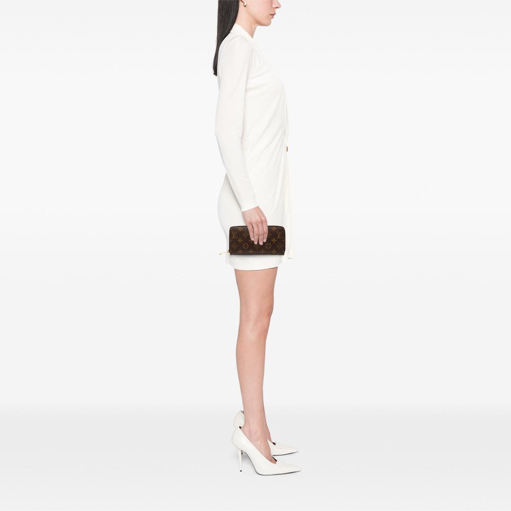 Louis Vuitton B Louis Vuitton Brown Monogram Canvas Fabric Monogram Zippy Long Wallet Spain