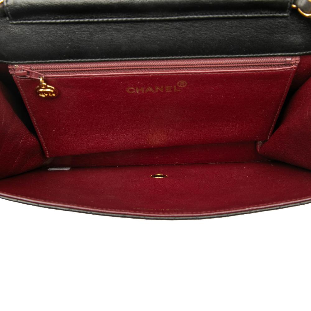 Chanel B Chanel Black Lambskin Leather Leather Medium CC Quilted Lambskin Single Flap France