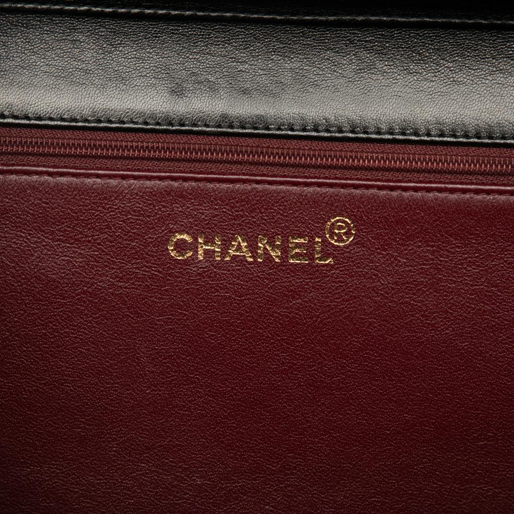 Chanel B Chanel Black Lambskin Leather Leather Medium CC Quilted Lambskin Single Flap France