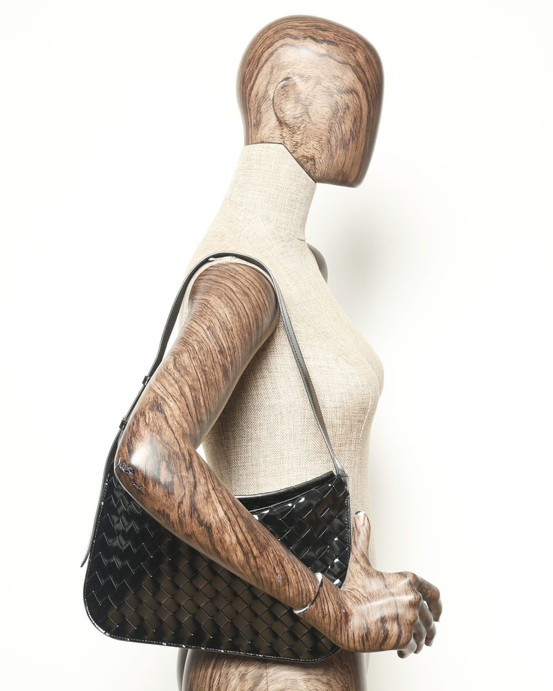 Bottega Veneta Patent Intrecciato Shoulder Bag