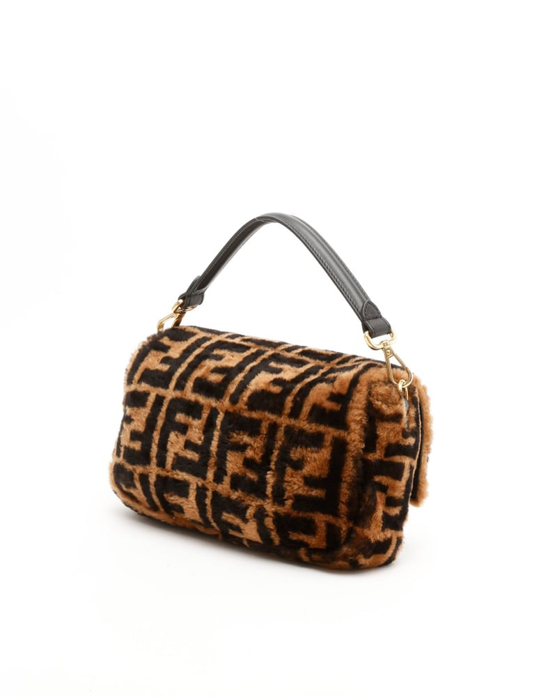 Fendi Shearling Zucca Baguette Bag
