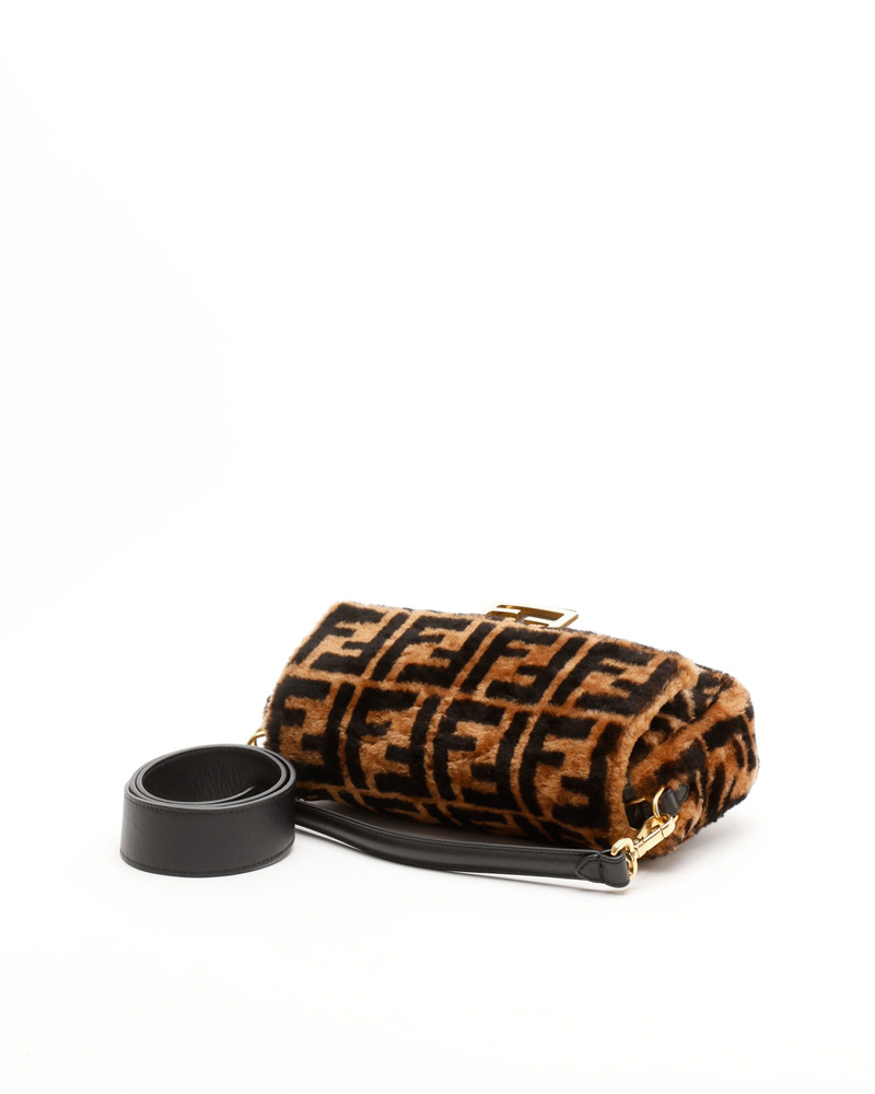 Fendi Shearling Zucca Baguette Bag