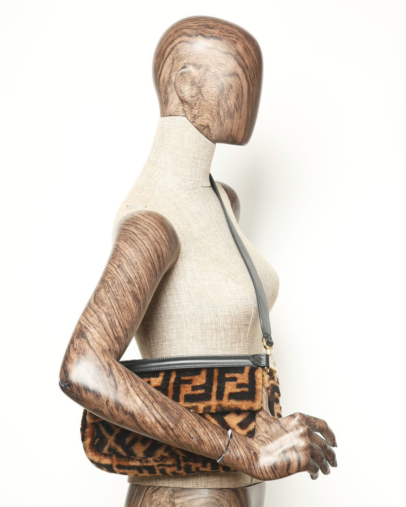 Fendi Shearling Zucca Baguette Bag