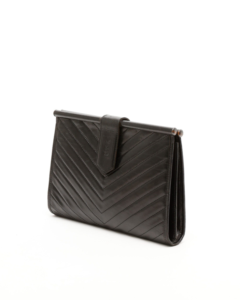 Saint Laurent V-Stitch Leather Clutch Bag