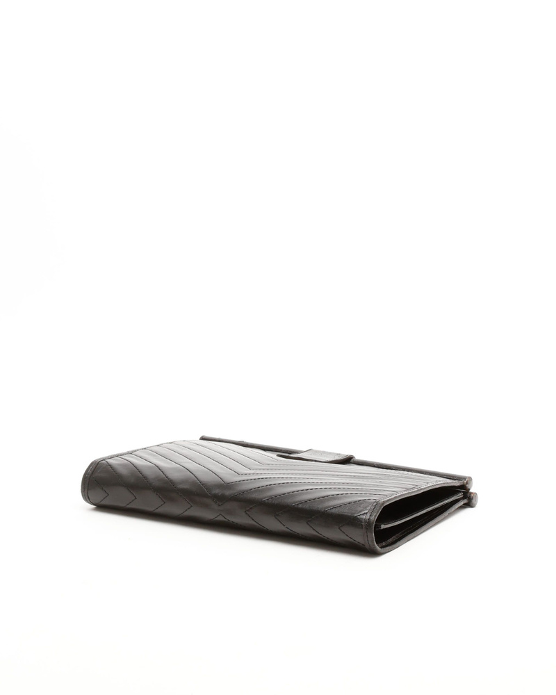 Saint Laurent V-Stitch Leather Clutch Bag