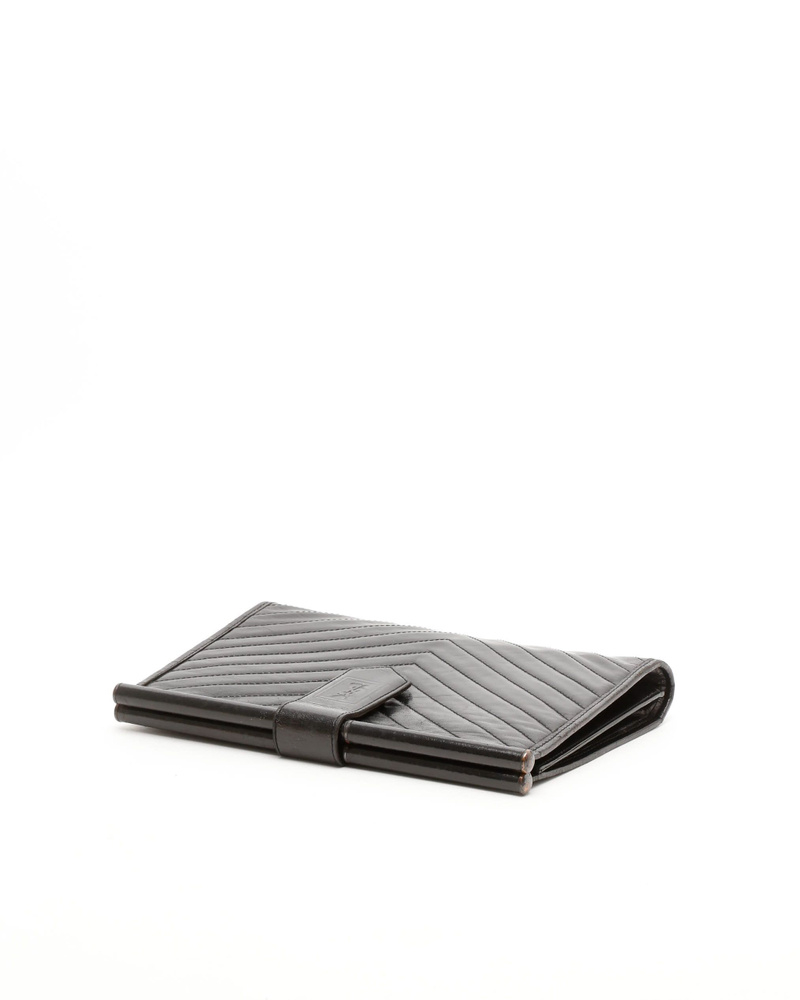 Saint Laurent V-Stitch Leather Clutch Bag