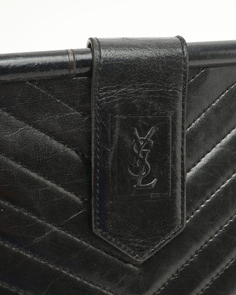 Saint Laurent V-Stitch Leather Clutch Bag