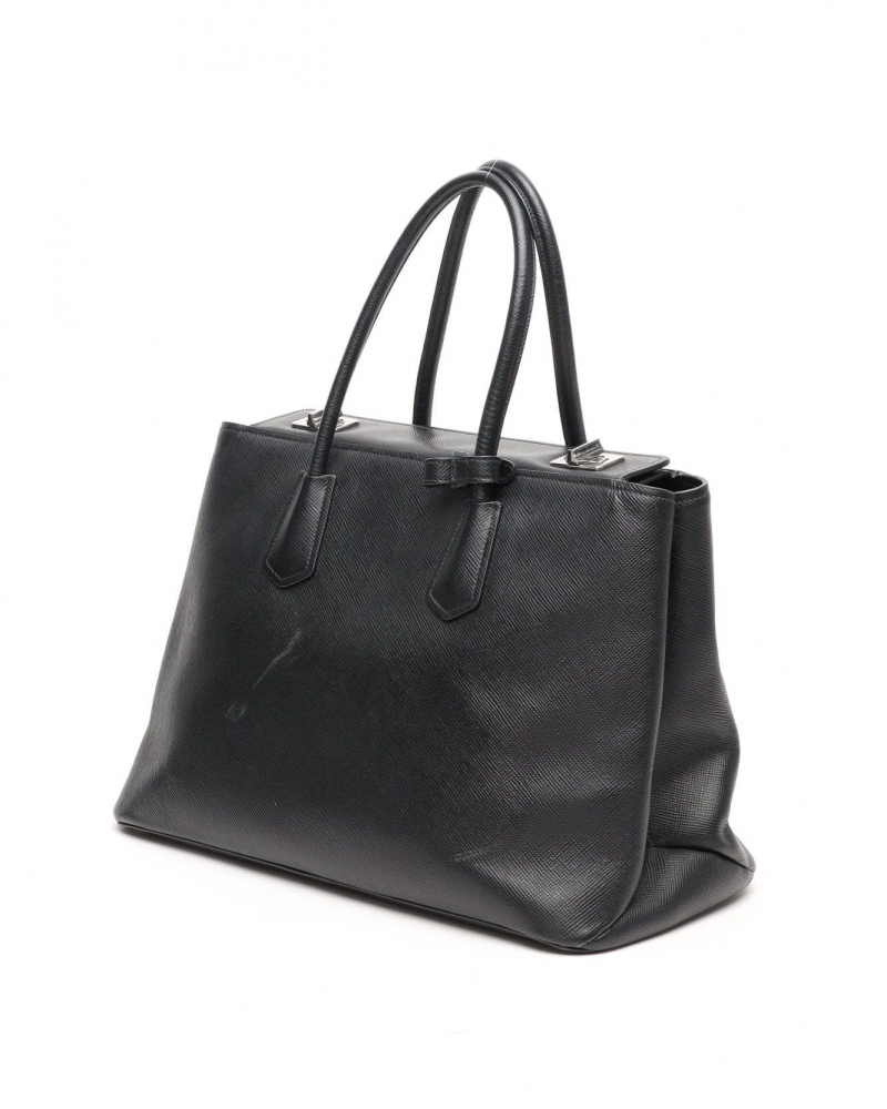 Prada Saffiano Turnlock Twin Tote Bag
