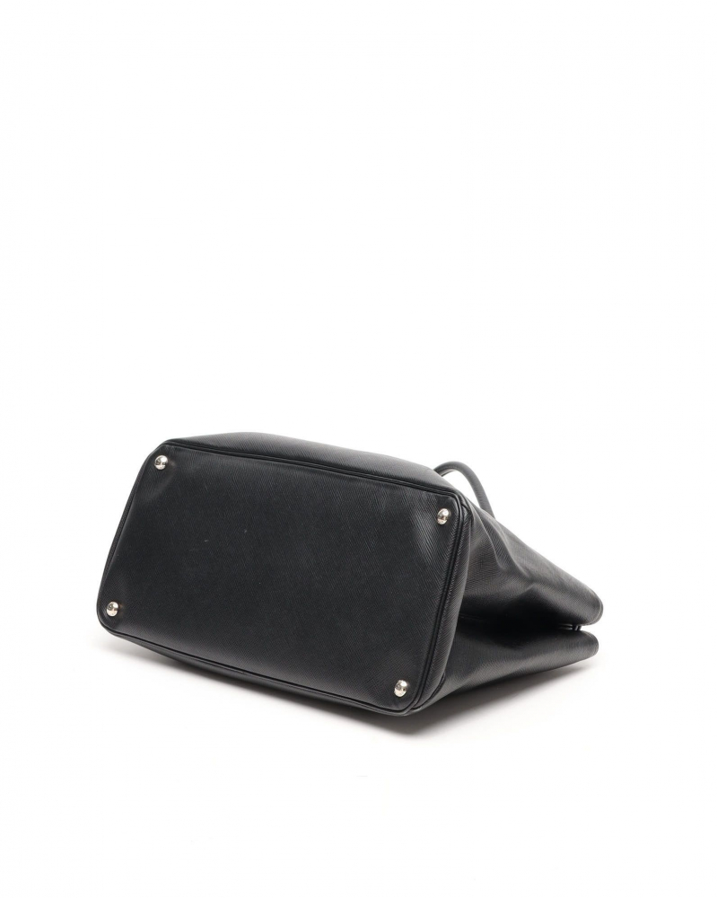 Prada Saffiano Turnlock Twin Tote Bag