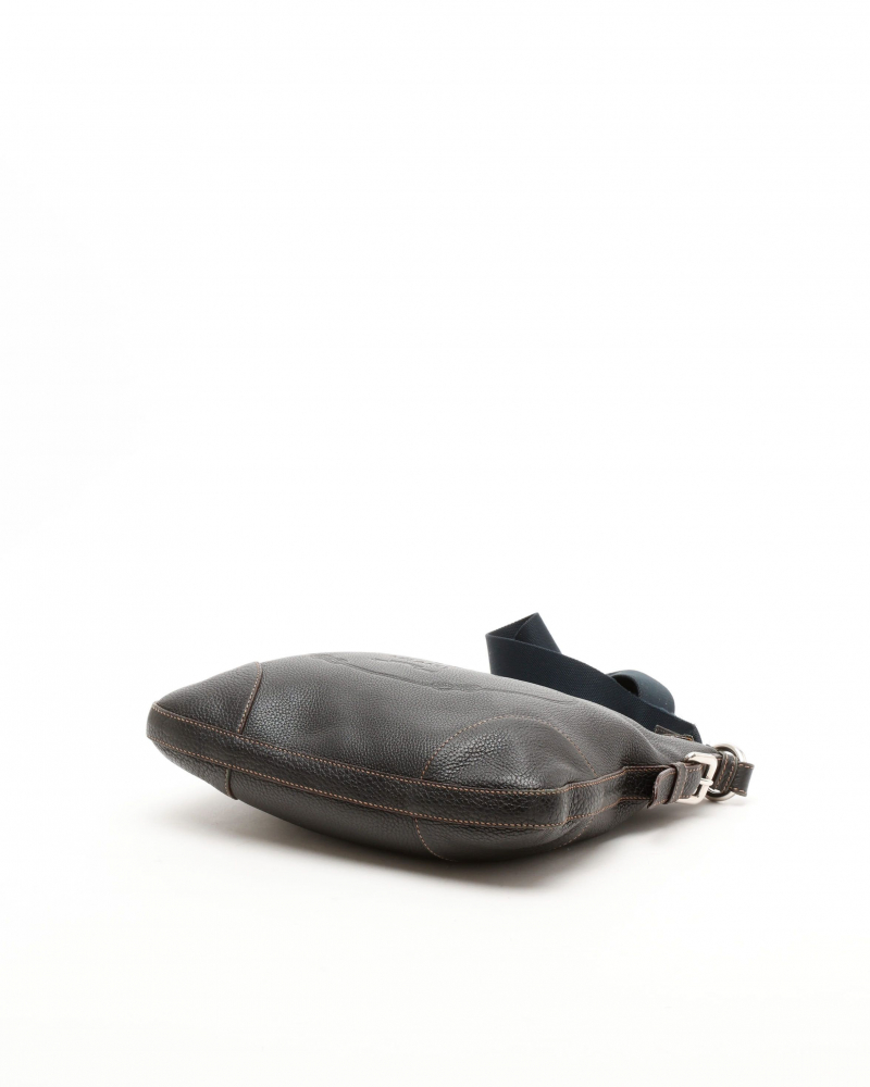 Prada Leather Logo Hobo Messenger Bag